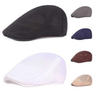 Bérets été hommes femmes décontracté béret chapeau nouvelle mode couleur unie casquette plate gavroche Style Gatsby chapeau réglable respirant maille casquettes Z0613