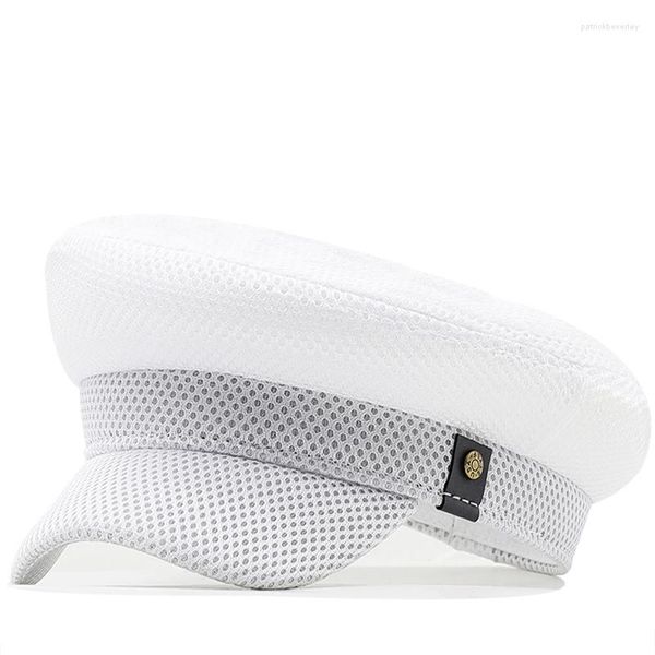 Boinas Verano Malla Transpirable Gorras Militares Hombres Casual Cadete Ejército Gorra Diseño Único Vintage Flat Top Hat