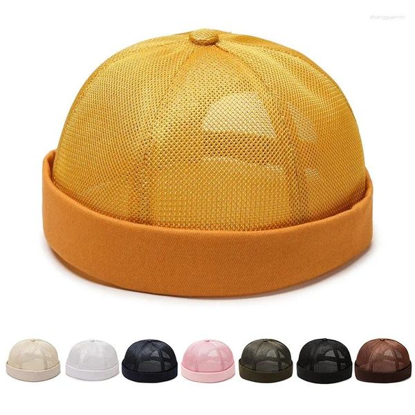 Bérets Summer Mesh Hip Hop Brimless Skullies Cap Femmes Hommes Vintage Urban Unique Street Portable Docker Chapeaux Polyvalent Beanie Hat