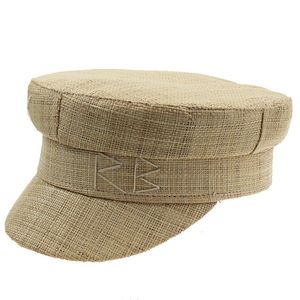Bérets été militaire chapeaux pour femmes mode chapeau de marin RB lettre brodé casquette à visière causal raphia chapeau de paille voyage plat haut casquette 230821