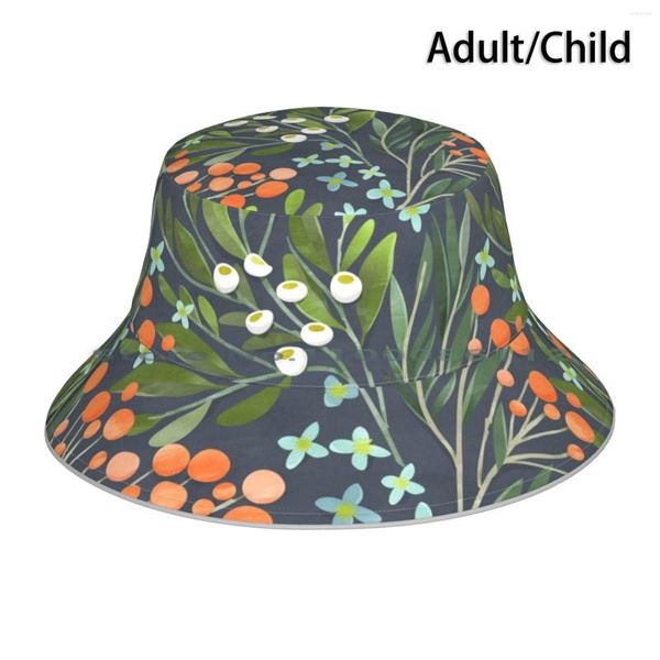 Boinas, sombrero de cubo de noche de verano, gorra para el sol, flor botánica Floral, bonito patrón bonito, naturaleza, verde, azul, rosa, verde azulado, plegable para exteriores