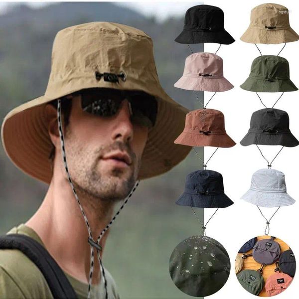 Bérets d'été de pêche extérieure randonnée de randonnée du soleil pour hommes femmes boonie largeur godet safari cape coton