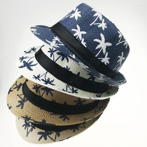 Boinas de papel de verano de paja Jazz Fedora sombreros para hombres mujeres niños moda estampado al aire libre gorra para padres e hijos sombrero de fiesta