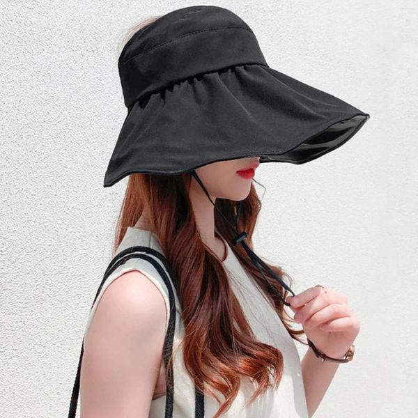 Bérets Summer Shell Sunshade Chapeau Protection UV Voyage Soleil pour femmes Plage en plein air Souple Pliable Large Bord Seau Caps