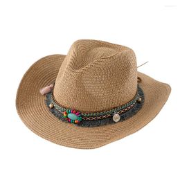 Bérets Summer Straw Chapeaux For Women Men Panama Travel Beach Sun Sun Hat Ribbon Decoration Elegant Luxury Jazz