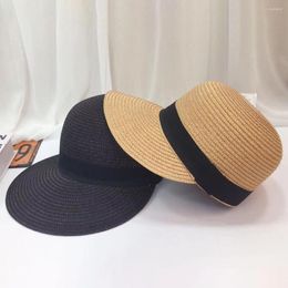 Berets Sommer Strohhüte Für Frauen Panama Reithut Outdoor Casual Strand Sun Caps Weibliche Atmungsaktive Reise Visier Baseball Kappe