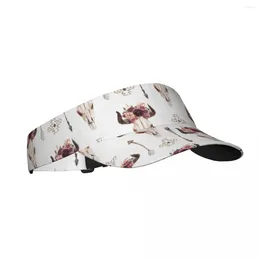 Bérets d'été chapeau de soleil visière réglable Protection UV haut vide ethnique Boho taureau vache crâne corne florale Sport casquette de Protection solaire