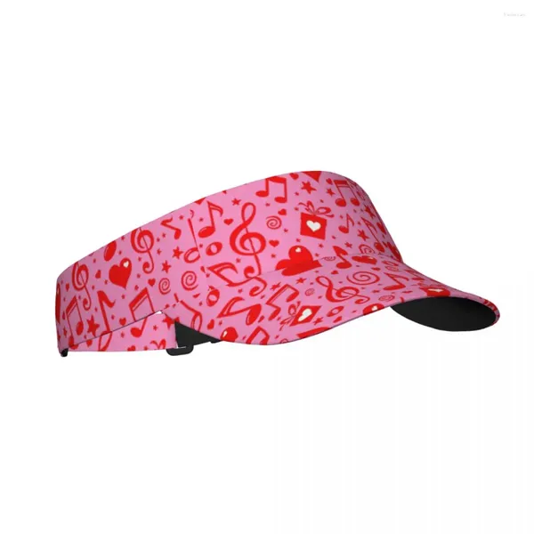 Bérets Chapeau de soleil d'été Visière réglable Protection UV Top Vide Rose Rouge Notes musicales Boîte cadeau Coeur Sport Casquette de protection solaire