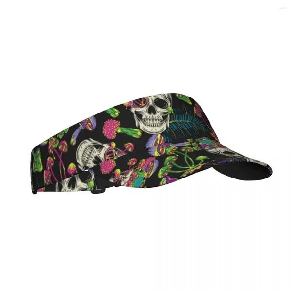 Boinas Sombrero de sol de verano Visera ajustable Protección UV Top Vacío Loco Cráneo loco Setas mágicas Hippie Deporte Gorra de protección solar