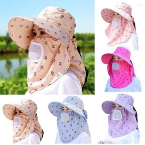 Bérets Summer Sun Chât créatif Picking Tea Face Breathable Suncreen Protection Mesh UV Omnibering Neck L2M2