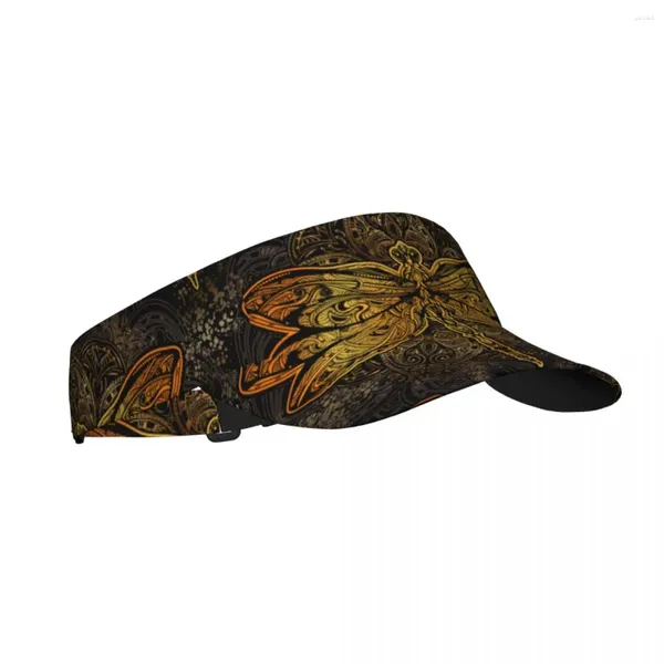 Boinas Verano Sombrero para el sol Hombres Mujeres Visera ajustable Top Vacío Golden Dragonfly Mandala Deportes Tenis Golf Running Gorra de protección solar