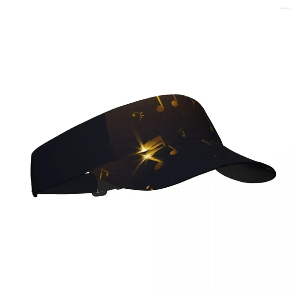 Boinas Sombrero de sol de verano Hombres Mujeres Visera ajustable Top Música vacía Sonido Notas doradas Deportes Tenis Golf Correr Gorra de protección solar