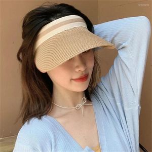 Berets Summer Sun Hat Femme Anti UV Protection Top Cap Vinée Visor extérieur Visor Outdoor Shade Ptrew large largeur Brim Beach Sunhat