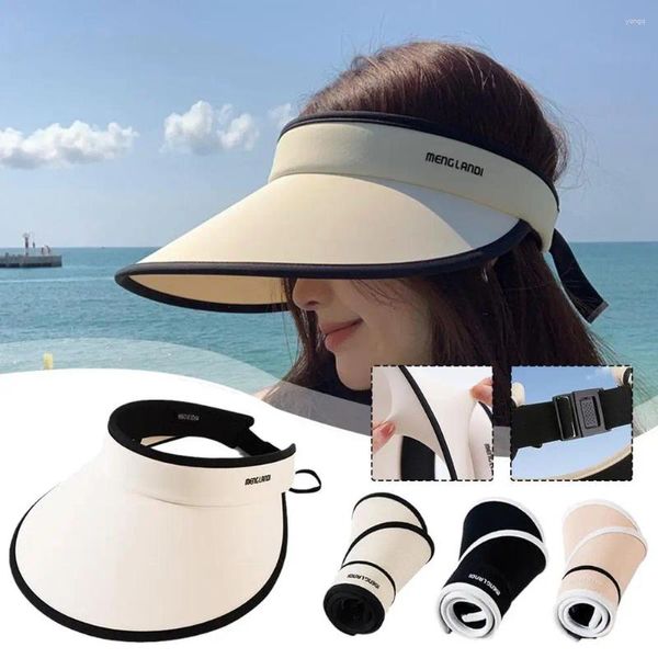 Boinas Sombrero para el sol de verano Protección UV para mujer Seda Vacío Pequeño Montar Top Plegable Mostrar cara Portátil Aleros Grandes Out W5U3