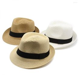 Beretten Zomerzon Hoeden voor mannen Straw Panama Caps 57-58 cm Vouw eenvoudig klein randontwerp Outdoor Vacation Beach Cool Ademende Ty0105