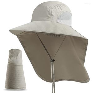 Bérets été chapeaux de soleil Protection UV chasse en plein air casquette de pêche pour hommes femmes Camping visière seau chapeau avec rabat de cou pêcheur