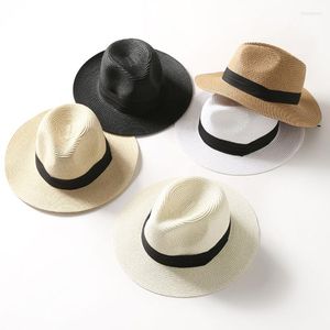 Berets zomerzon hoeden vrouwen mode stro hoed lint strand casual fedoras panama man man capeau femme vouwbaar
