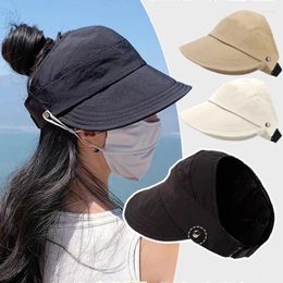 Bérets Summer Suns Suns Femmes Foldable UV Protection Bucket Hat Fashion Couleur solide Coupage supérieur vide à sec rapidement Casqueur de baseball extérieur décontracté