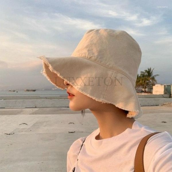 Boinas verano borla ala sombrero de cubo mujeres algodón portátil plegable playa turismo gorra señoras al aire libre Panamá gorras sombreros de sol