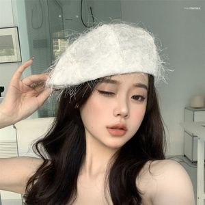 Baretten Zomer Dunne Witte Schilder Hoed Mode Omzoomd Pompoen Hoeden All Baret Caps Voor Vrouwen Gorras Boinas Para Mujer