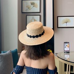 Berets Summer Trendy Lace Hook Flower Beach Suncreen Hat Blogger Po Concave Shape Shade Straw