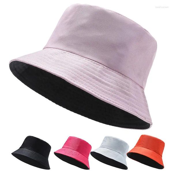 Boinas verano unisex cubo sombrero algodón plegable mujeres al aire libre protector solar color puro pesca caza gorra playa