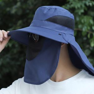 Bérets Summer UV Protection Hat Camping en plein air Visière Femme Homme Sun Cap détachable pour la randonnée