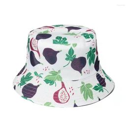 Boinas Verão Legumes Graffiti Print Bucket Hats Para Meninas Moda Hip Hop Pala de Sol Chapéu Homens Mulheres Boné Pescador Menino Panamá Gorros