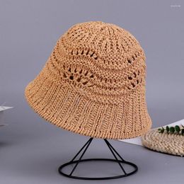 Beretten zomer vrouwen emmer hoeden gebreide bassin cap dome polyester 58 cm opvouwbaar ademende maas koel 2023 kleine rand yf0169