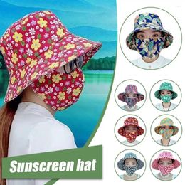 Boinas Summer Women Sunsidman Fisherman Fashion Floral Impresoras Floral Riding Outdoor Sun Face Shading Mask Leisure