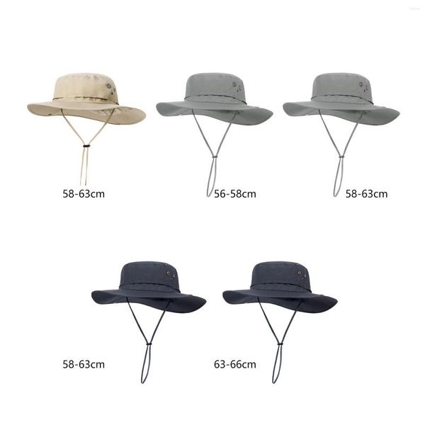 Bérets chapeau de soleil réglable respirant imperméable avec cordes large bord seau chapeau de soleil pour voyage plage pêche adulte femmes hommes