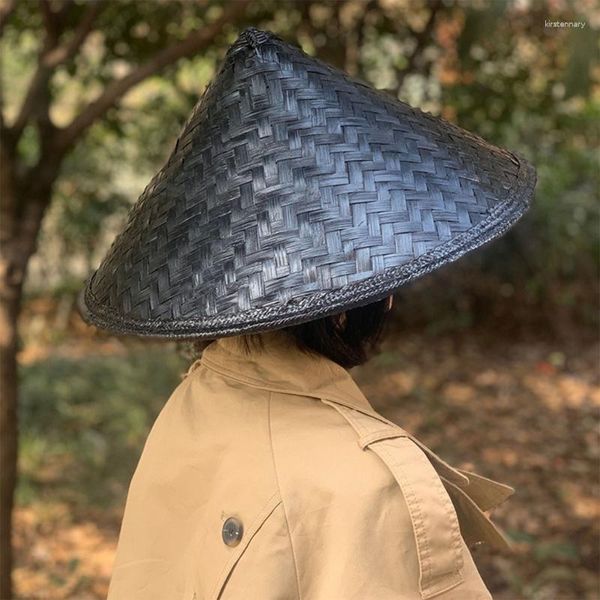 Boinas Sombrero para el sol para mujer Adolescentes Unisex Cono al aire libre Ala ancha Primavera Verano Anti-Uv Diseño de tejido de bambú