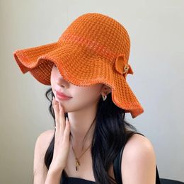 Bérets Sun Hat Spring et Summer Trip to the Beach Play Big Brim Cool Breathable -point Straw