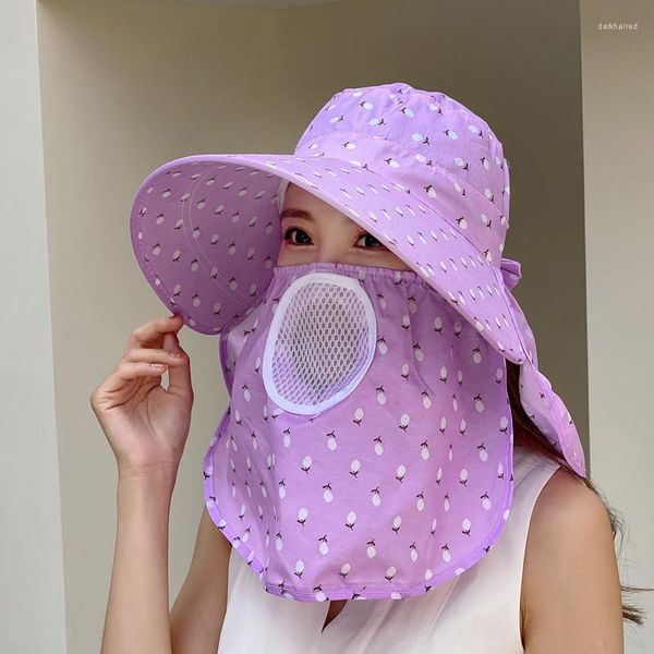 Boinas sombrero para el sol verano hombres cubierta cara transpirable sombrero para el sol todo-fósforo con borde grande Anti-ultravioleta ciclismo para mujeres