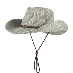 Bérets chapeaux de soleil pour femmes mode été chapeau de Cowboy Panama pliant plage large bord casquette hommes paille