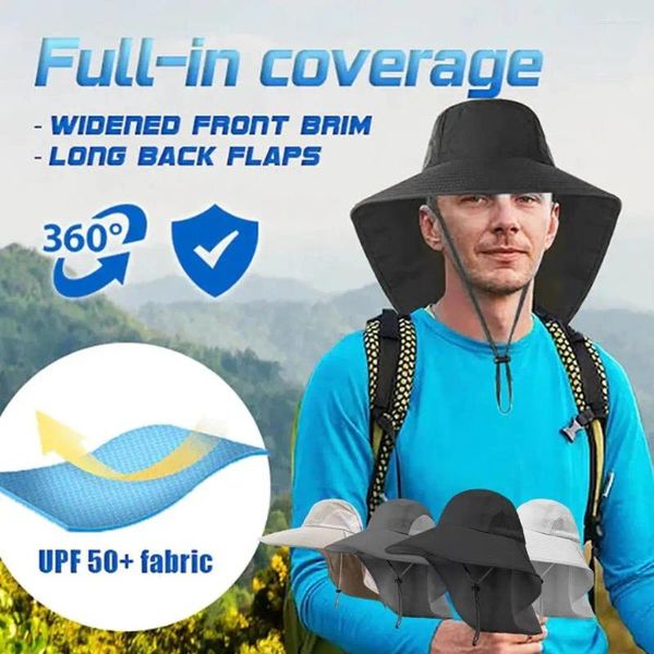 Boinas protección solar sombrero de pesca verano para acampar transpirable para caminatas de montañismo gorras ancho de borde ancho al aire libre unisex