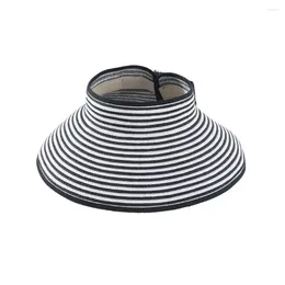 Bérets de protection solaire Visor plim de paille de bord pliable pour les femmes Bouchage de plage à rayures élégant avec jardinage idéal UV