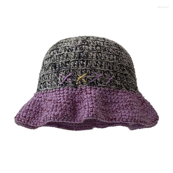 Bérets Sunproof Woman Crochet Hat Summer Outdoor Fisherman Teens Bucket DXAA