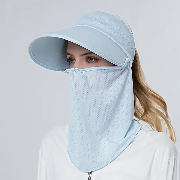 Boinas Sombrero protector solar para mujer Mascarilla facial de verano Hilo de algodón Ciclismo Bicicleta eléctrica Sombrilla al aire libre Pesca Sombreros para el sol