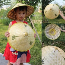 Bérets Suncreen Party Suns Chapeaux Fashion Ajustement Summer Natural Bamboo Woven Straw Enfants Enfants en plein air