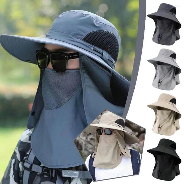 Bérets Sunshade Hat Masque Big Gask Fishing Caps Outdoor Protection de travail Randonnée Soleil Sports Détachable Climbing I5L5