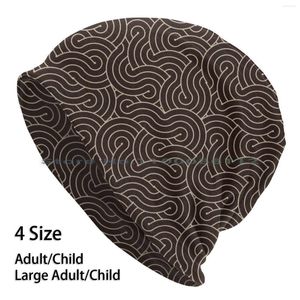 Bérets Swirl / Coffee Beanies Knit Hat Pattern Abstract Geometric Modern Fluid Waves Circles Series Vector Graphic Brown