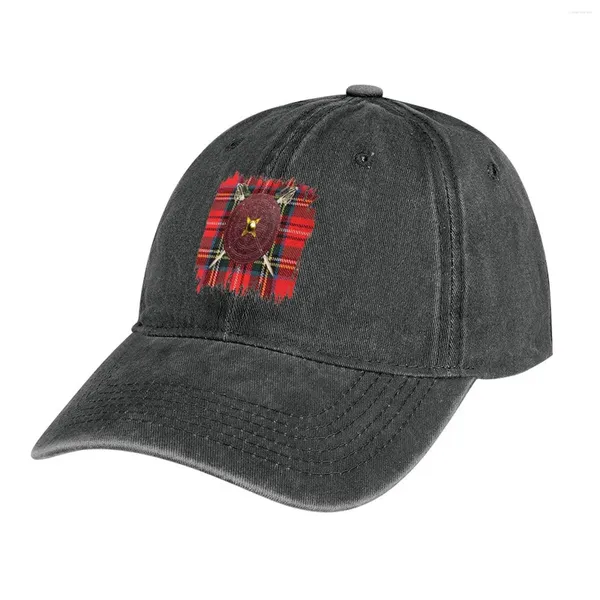 Bérets Targe et Swords Royal Stewart Tartan Cowboy Hat Ball Cap Sac de plage Chapeaux de camionneur pour hommes femmes