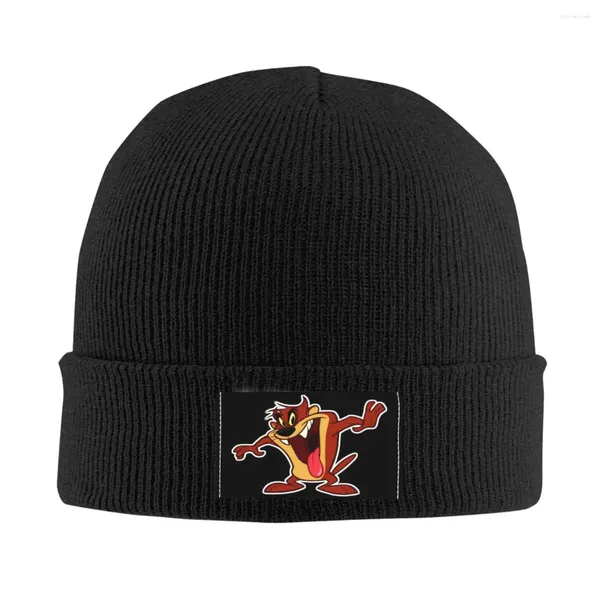 Bérets Tasmanie Diable Skullies Bonnets Casquettes Hiver Chaud Femmes Hommes Tricot Chapeau Adulte Unisexe Dessin Animé Taz Anime Sauvage Et Fou Bonnet Chapeaux