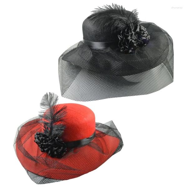 Boinas Tea Party Hat Fascinator para mujeres con velo de red Dropship