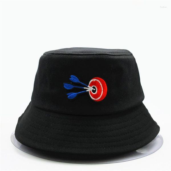 Bérets Le tir à l'arc à broderie Coton Bucket Hat Fisherman Outdoor Travel Sun Cap chapeaux pour gamin Men Women 289