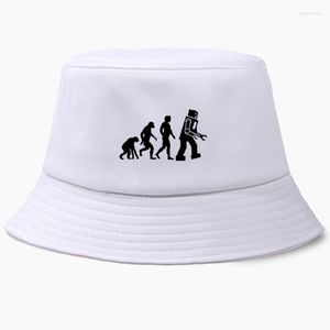 Berretti The Big Bang Theory Robot Evolution Funny Women Men Outdoor Beach Sunscreen Bucket Hat Summer Foldable Hip Hop Fisherman Cap