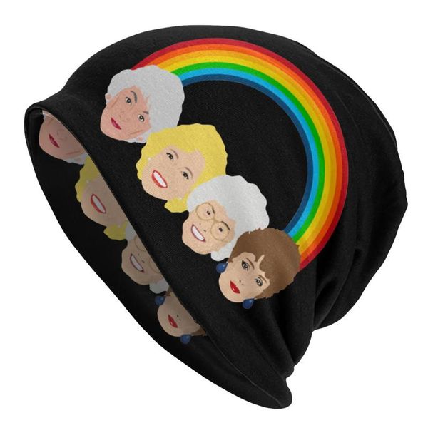 Boinas The Golden Girls LGBT Pride Design Bonnet Hat 80s Friend TV Tejer sombreros Vintage Street Skullies Gorros Cálido Gorra de doble uso