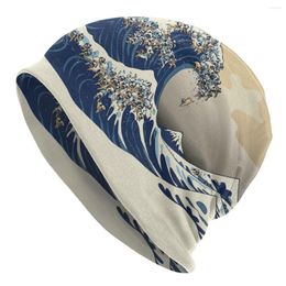 Bérets The Great Off Kanagawa carlins bonnets casquettes pour hommes femmes Hip Hop hiver chaud tricot chapeau adulte Katsushika Hokusai Bonnet