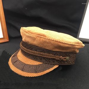 Berets The Velvet Navy Sailor Hat Cap Borduurwerk Lace Witte Visors Hoeden voor vrouwen en mannen